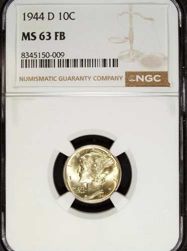 1944 D NGC MS 63 FB Mercury Silver Dime ☆☆ Great For Sets ☆☆ 009
