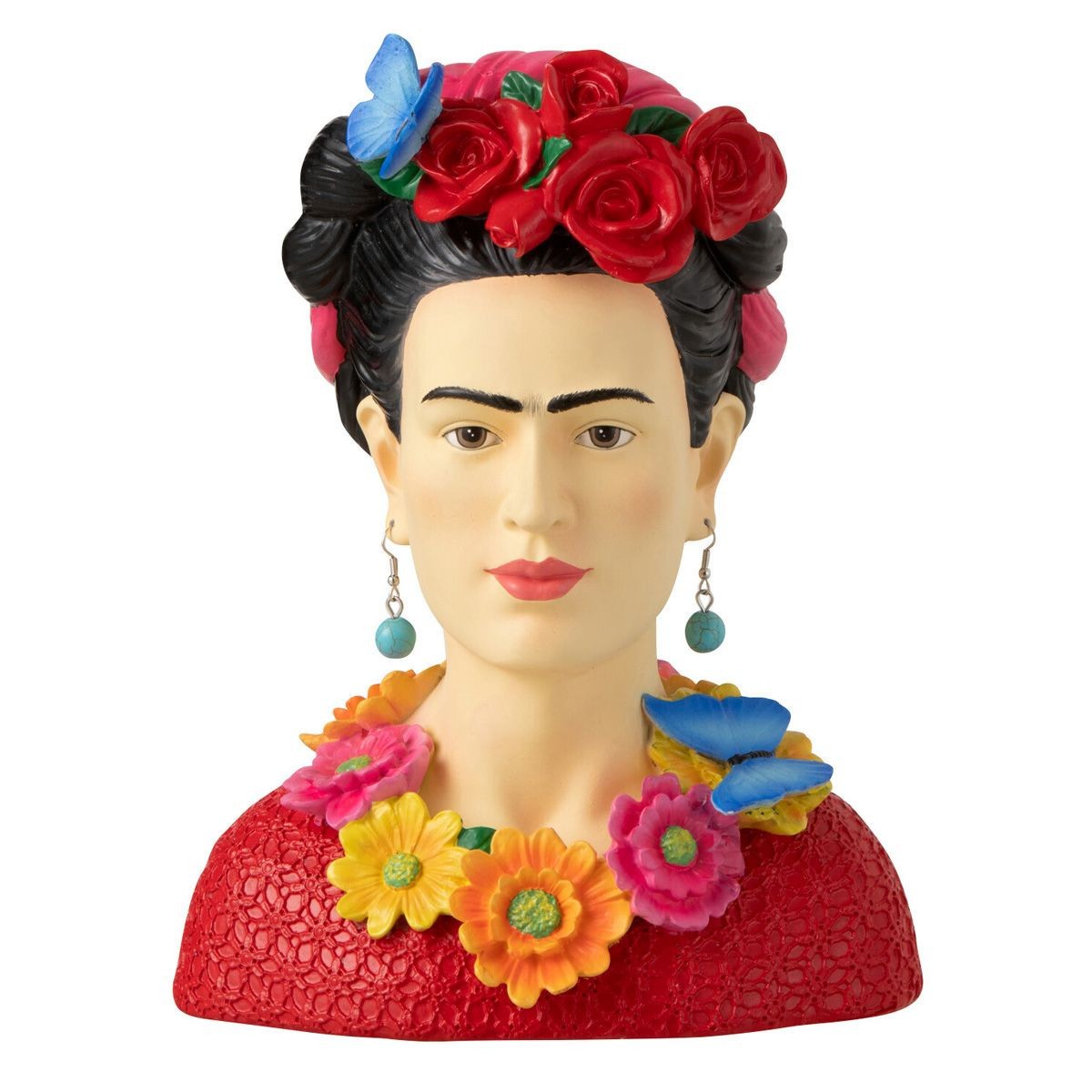 Statuette Frida Kahlo 22cm multicolore : buste déco en résine pour salon