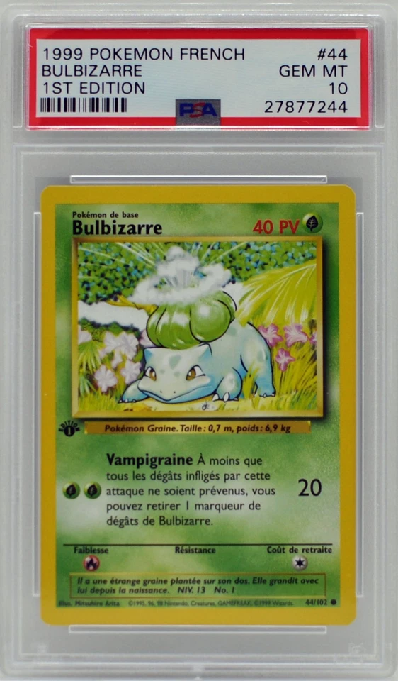 Pokemon 1st Edition Base Set French Bulbasaur (Bulbizarre) #44 PSA 10 Gem Mint - Image 3 of 4