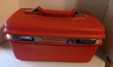 Vintage Retro Samsonite Montebello II Red/pink Train Case Hard Sided Mirror  USA