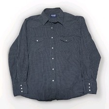 Wrangler Blue Long Sleeve Western Pearl Snap Up Shirt Sz XL