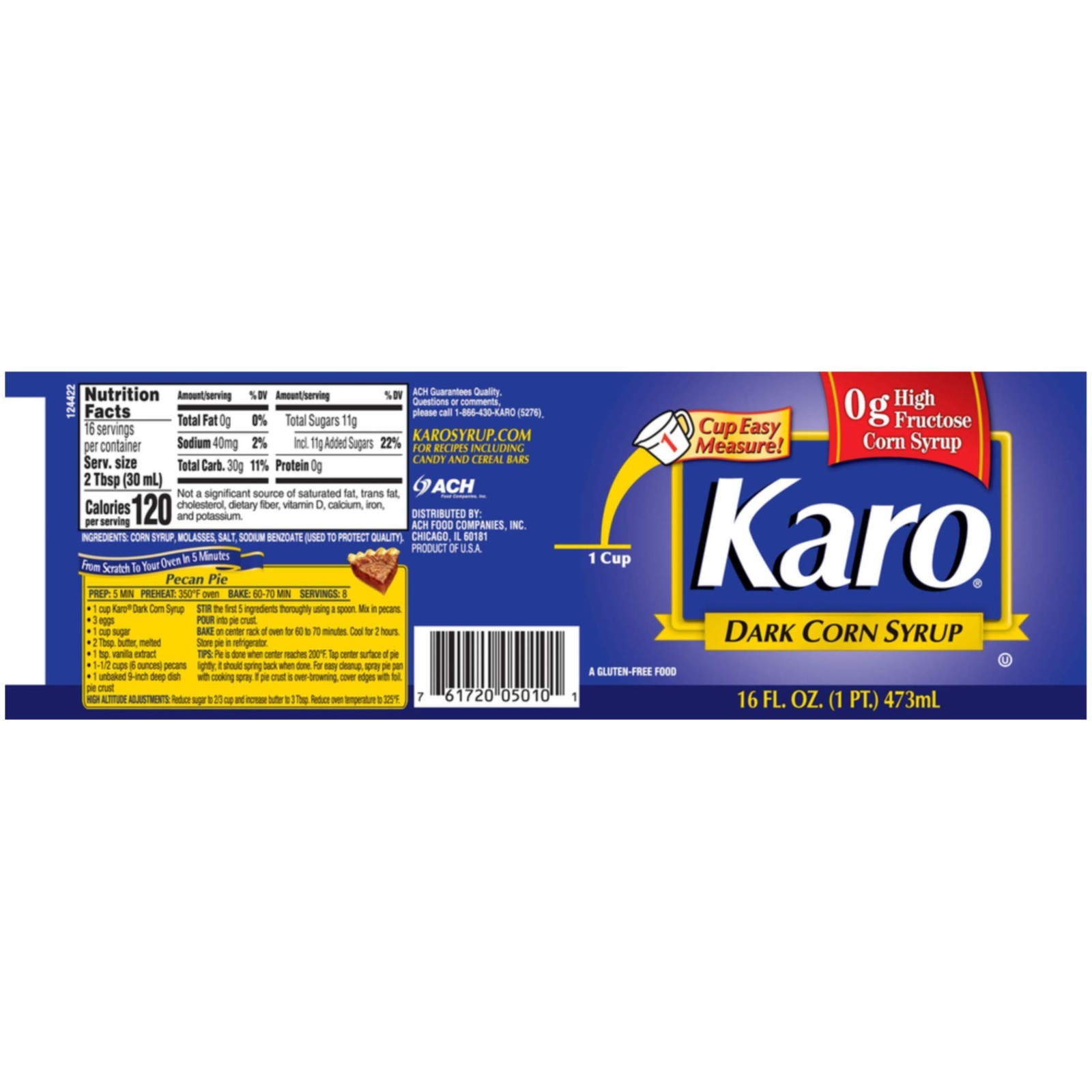 Karo Dark Corn Syrup, 16 Fluid Ounce Bottle, Gluten Free, with Measuring Spoon