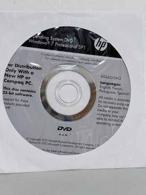 NEW  SEALED HP Compaq Windows 7 Professional Operating System DVD~32-Bit~