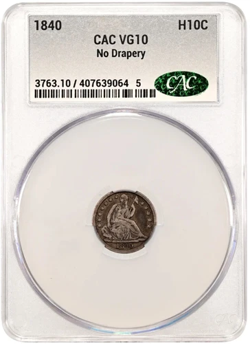 1840 CAC VG10 Liberty Seated Half Dime H10c - No Drapery