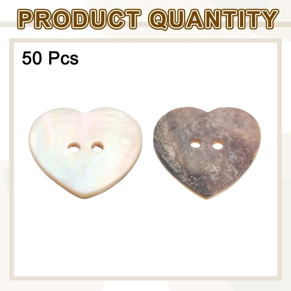 Perlmutt Knöpfe 50 Stück 0.8" Herz Muschelknöpfe für Stoffe & Bastel - Bild 3 von 4