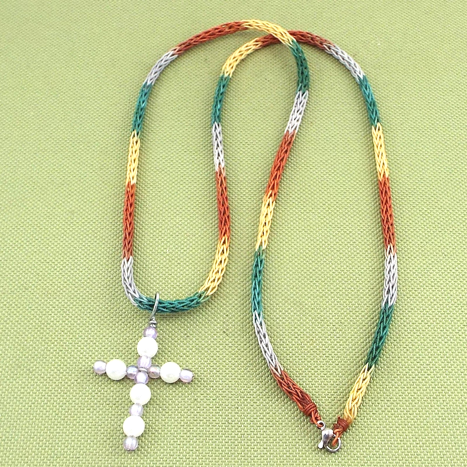 Hand crafted cross with a spool knitted necklace | eBay