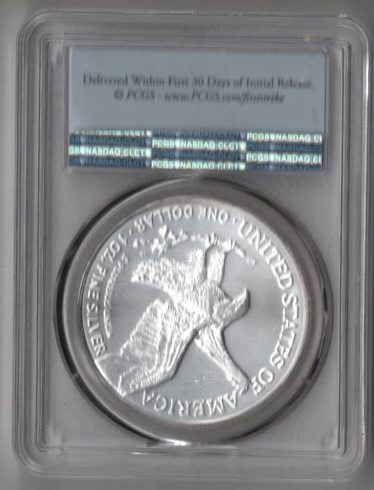 2021 W AMERICAN SILVER EAGLE $1 1oz .999 FINE SILVER PCGS MS70 1ST STRIKE TYPE 2 - Image 2 of 2