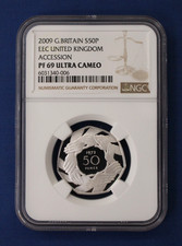 2009 Silver Proof 50p coin "EU Accession" NGC Graded PF69 Ultra Cameo