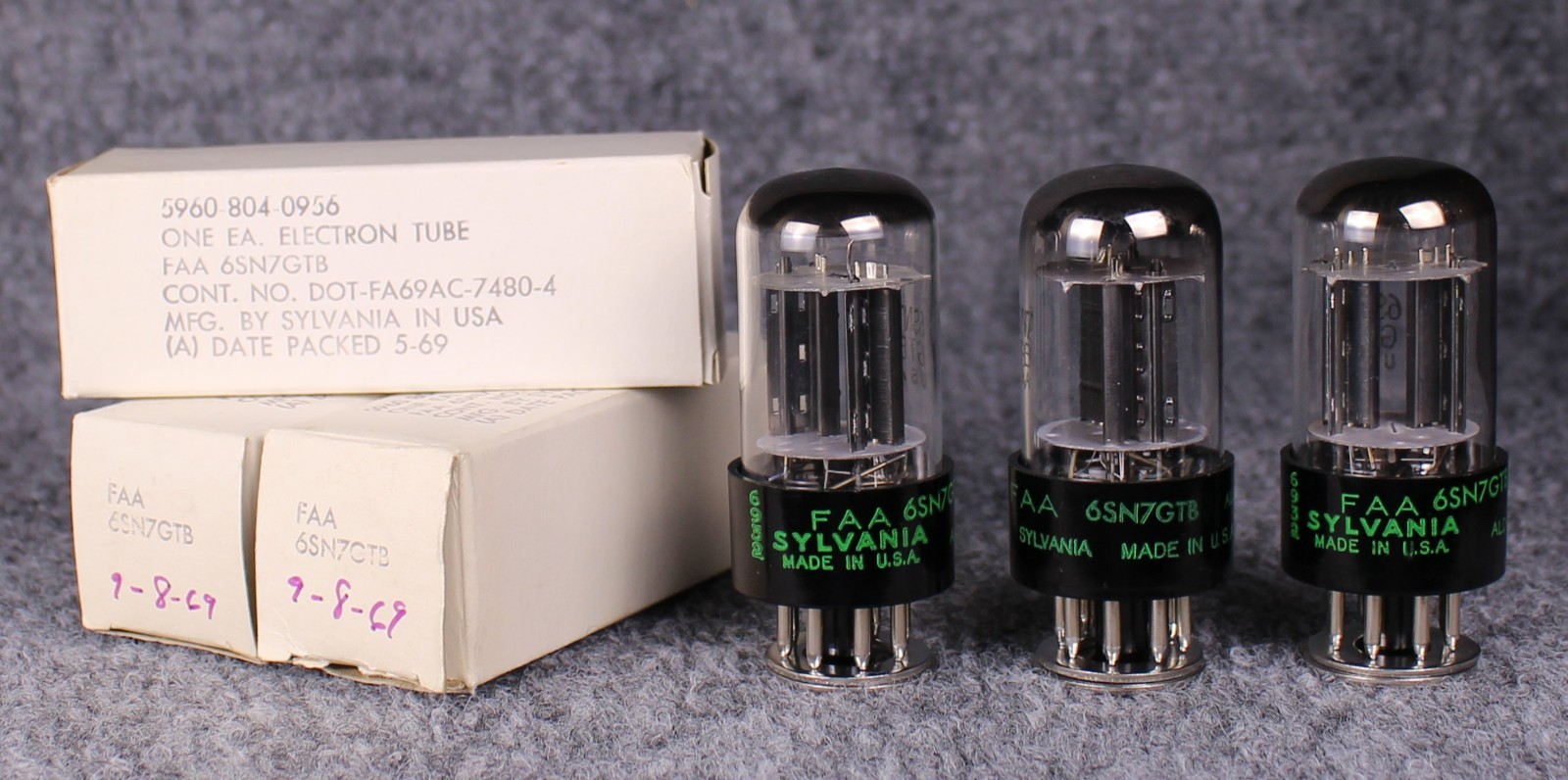 (3) NOS NIB Sylvania 6SN7 Black Plate Military Spec Tubes ~ Test @ 123+%!