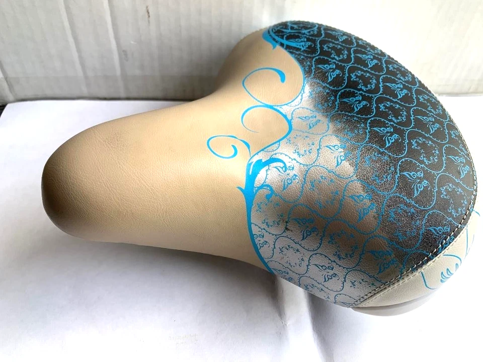 Asiento de bicicleta personalizado Tri-Tone Cruiser City Triciclo Bicicleta CREMA/NEGRO/AZUL Foto 3 de 4