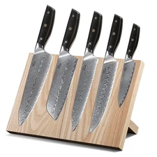 6Pcs TURWHO Kitchen Chef Knife Japanese VG10 Damascus Steel Knife + Knife Block