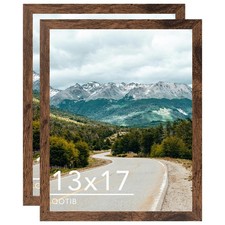 QOTIB 13x17 Deep Brown Wood Picture Frame for Wall Photo Display