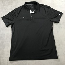 Nike Polo Shirt Mens Large Black Dri Fit Performance Golf Preppy Short Sleeve