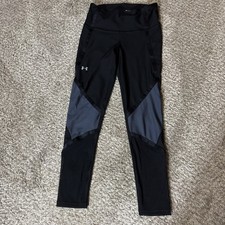 Under Armour HeatGear Women's Compression Leggings Pants Black Gray SM/P/CH