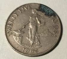 Vintage 1966 Philppines 25 Centavos Coin VF