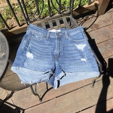 Signature by Levi Strauss High Rise Distressed Cut Off Denim Shorts Blue Size 6