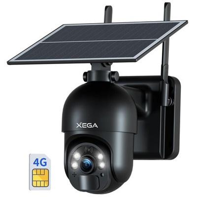 4G LTE Cellular Outdoor Solar Wireless Built-in SIM Card, 2K HD Color Night V...