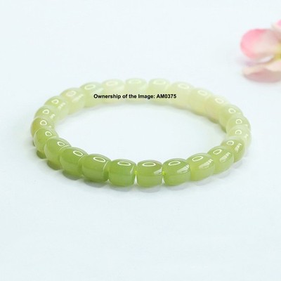 Neu Natürliche Klasse A Jade Hellgrün Nephrit Röhre Perlen Stretch Armband 14-16cm