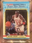 MICHAEL JORDAN 1988-89 FLEER BASKETBALL #7 (3rd YEAR) STICKER CARD