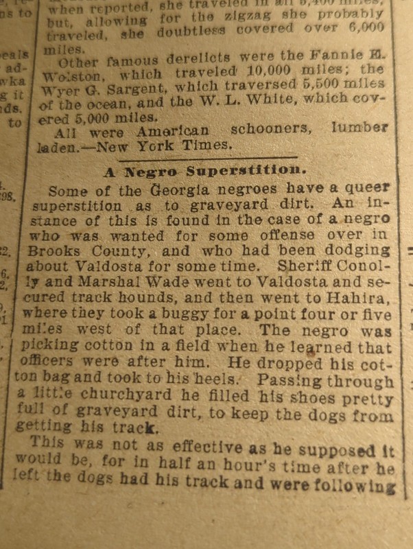 OCT 13, 1896 NEWSPAPER #2746- FUGITIVE FILLS SHOES WITH GRAVEYARD DIRT TO ESCAPE