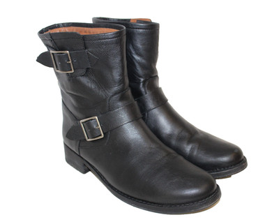Frye Vicky Engineer Boots Black Leather Buckle Strap Womens 11 B Style 3478817