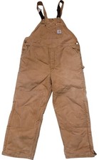 Vtg Carhartt Adult Sz  Tan Overalls Quilted Duck Bib Double Knee Union Made See