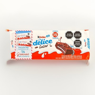 KINDER DELICE (15 Pc)Soft Chocolate Bars with Cocoa and Milk Filling 39g Bars