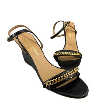 Kurt Geiger London Black Snake Embossed Chain Wedge Sandals 41 Spain