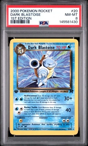 2000 POKEMON ROCKET 1ST EDITION #20 DARK BLASTOISE PSA 8