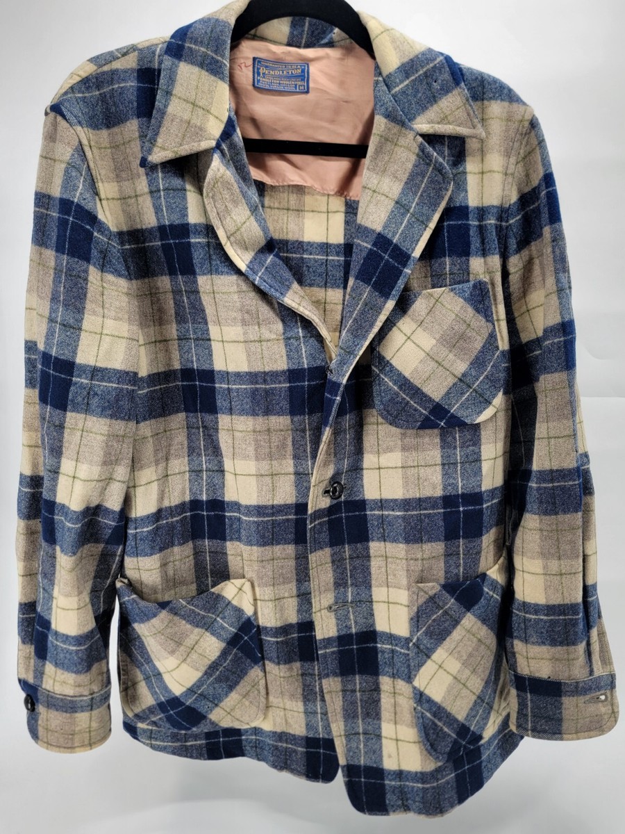VTG 70s Pendleton 3 Button Sports Plaid Wool Jacket Sz M USA VTG 70s Pendleton 3 Button Sports Plaid Wool Jacket Sz M USA