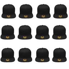 Plain Blank Flat Brim Adjustable Snapback Baseball Caps WHOLESALE LOT 12pcs