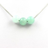 A Bijoux Collier Mit 3 Perlen Angelit 8 Mm Edelstahlkette