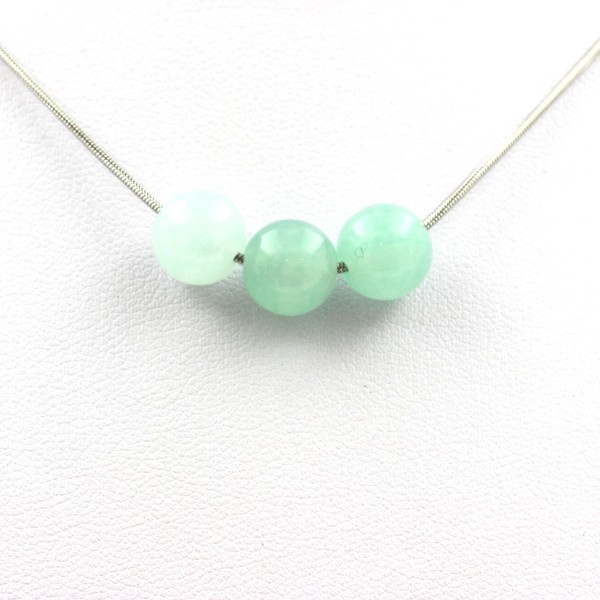 A Bijoux Collier Mit 3 Perlen Angelit 8 Mm Edelstahlkette-image