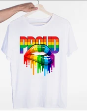 PROUD LIPS LGBT T-Shirt w/LIPS! Unisex ! COOL!! Great Fit! UNI SEX