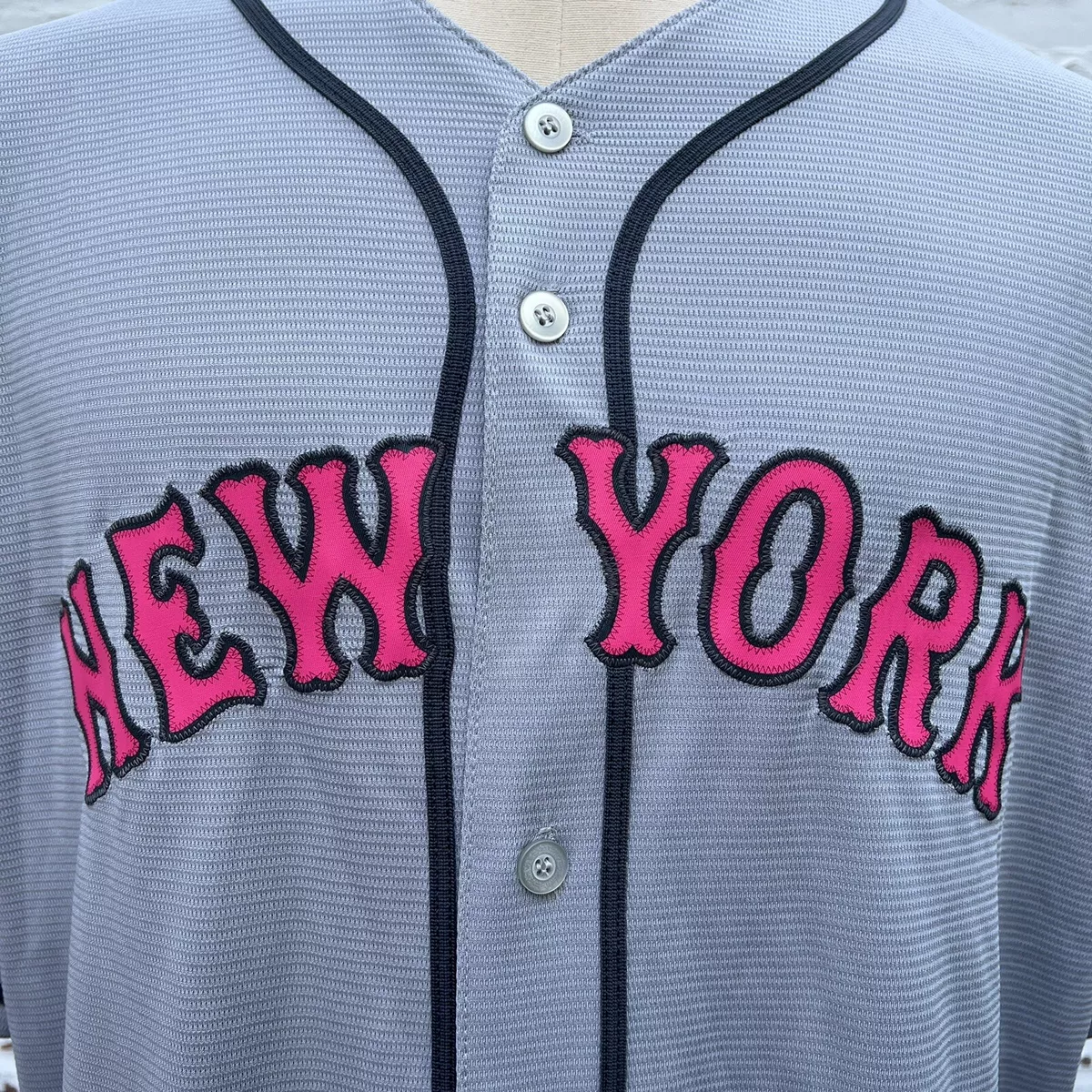 Majestic Cool Base MLB New York Mets Mother's Day Jersey Pink Grey Mens  Size 2XL