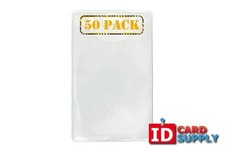 Pack of 50 - Clear Vinyl ID Holder with Slot and Chain Holes - Portrait/Vertical