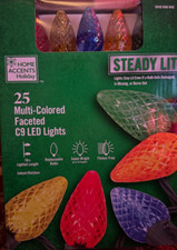 Home Accents 25-Count Multicolor Faceted LED Steady Lit Super Bright C9 Lights