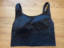 PINK Victoria's Secret Black Rib SMALL Seamless Lined Scoop Crop Sport Bra