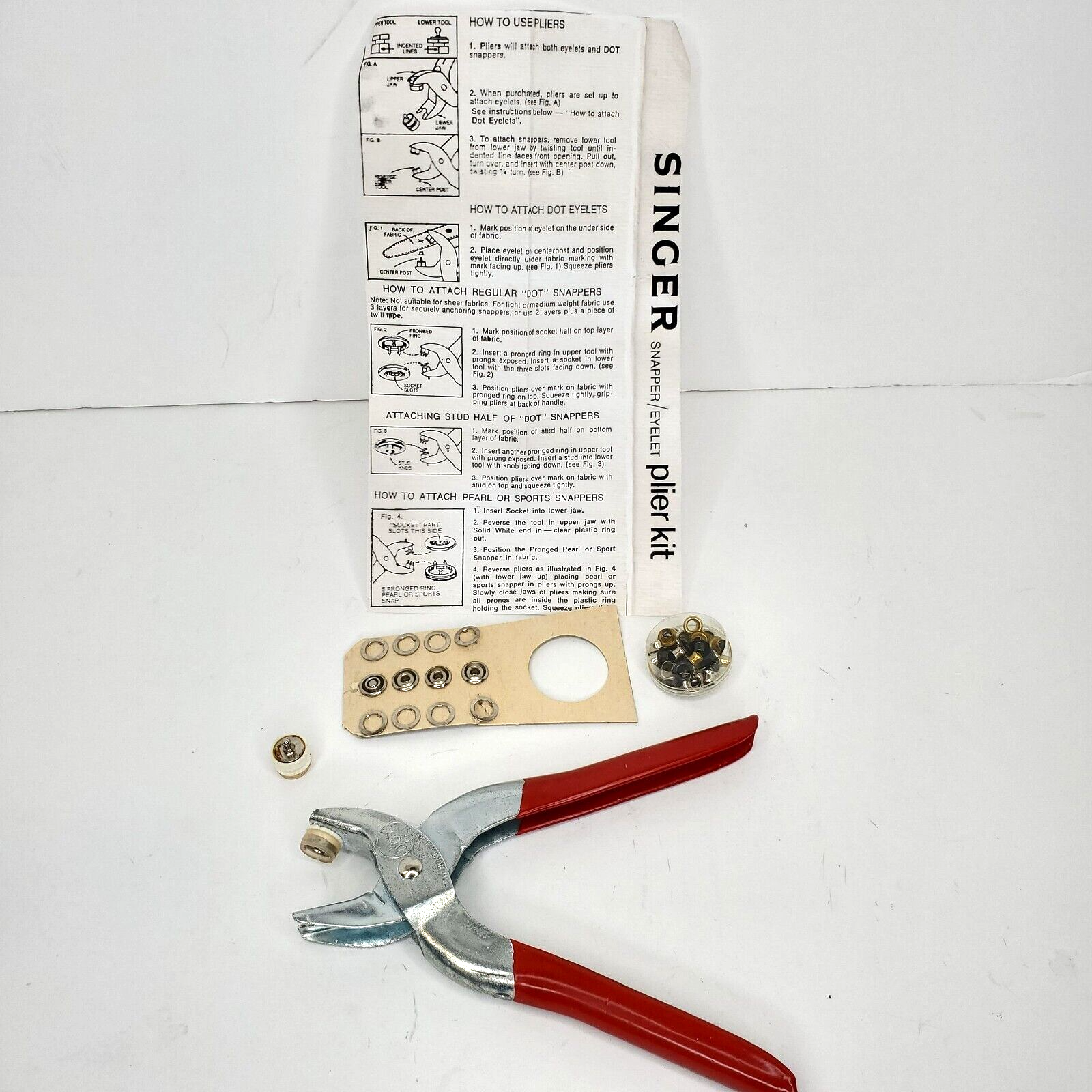 Vintage Singer DOT Snapper Eyelet Plier Kit Sewing Repair Clothing