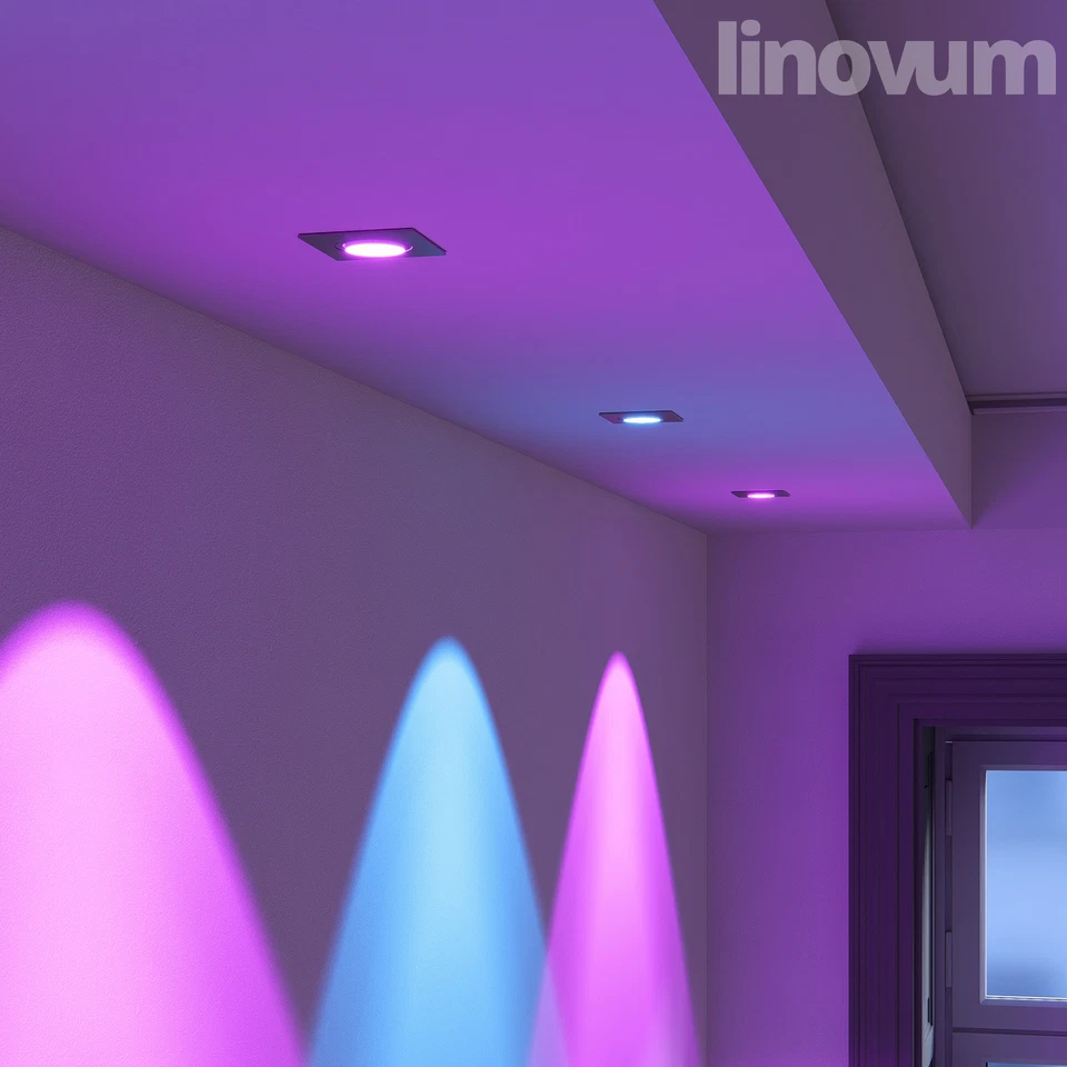 Einbaustrahler Smart flach eckig silber gebürstet mit GU10 LED RGB + CCT 230V - Bild 4 von 4