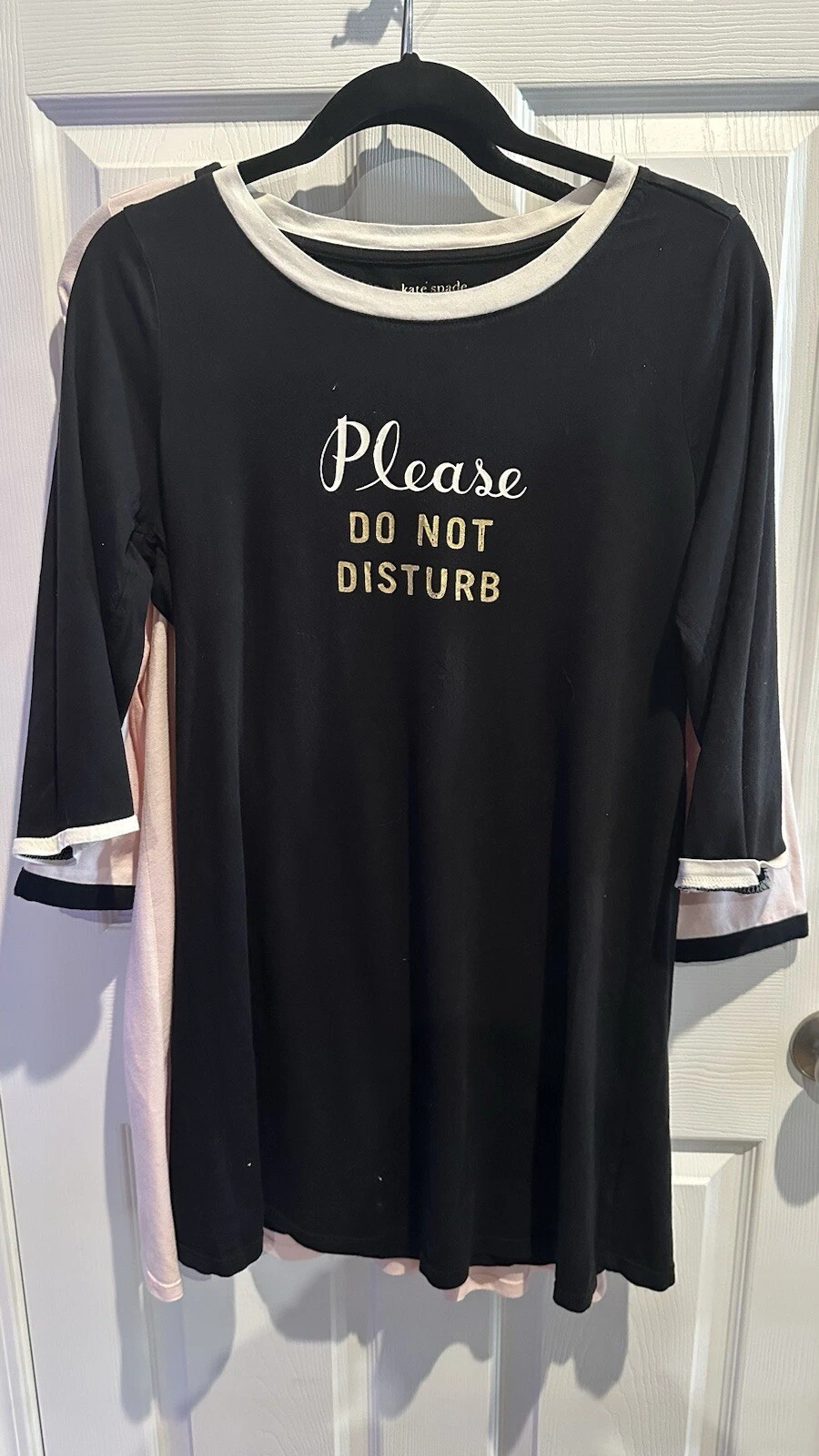 Camicia da notte Kate Spade nera per favore non disturbare rosa (2) taglia M