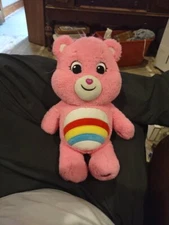 Care Bears Cheer Bear Plush Stuffed Animal Pink Rainbow Soft By Basic Fun