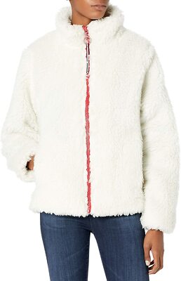 Veste femme Tommy Hilfiger zippée devant uni Sherpa BLANC LARGE