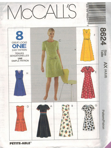 8624 Vintage McCalls SEWING Pattern Misses EZ Dress UNCUT Easy OOP NEW FF 8 look