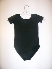 Girls Sansha Black Short Sleeve Leotard Size F USA Size 12 EUC  