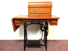 Wheeler & Wilson Treadle Sewing Machine No 9 & Box with Attachments 