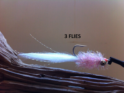 SCHMINNOW FLY White/Lt Pink FLIES Mustad 34007 #2 baby tarpon