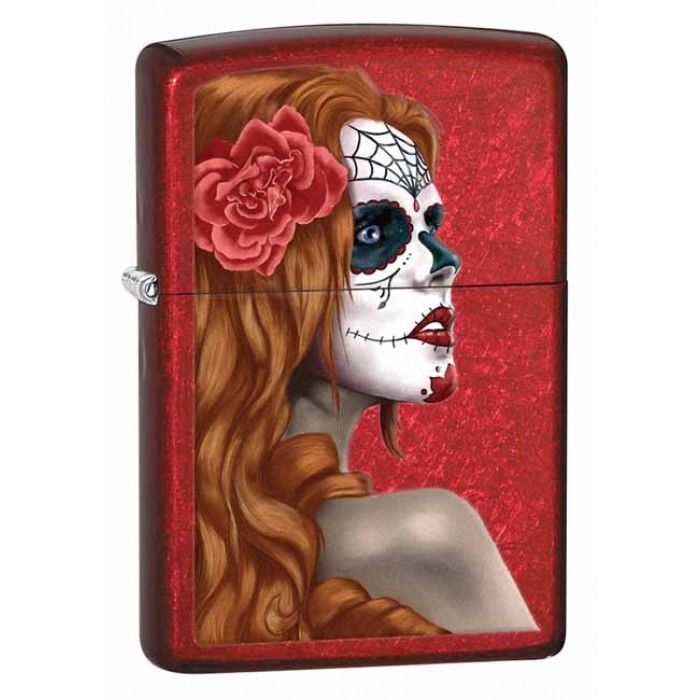 Zippo Windproof Day Of The Dead, Candy Apple Red Lighter, 28830 New In Box. Available Now for 20.86