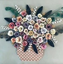 Vintage 3D Raised Flower Basket Bouquet Framed 10” X 12”