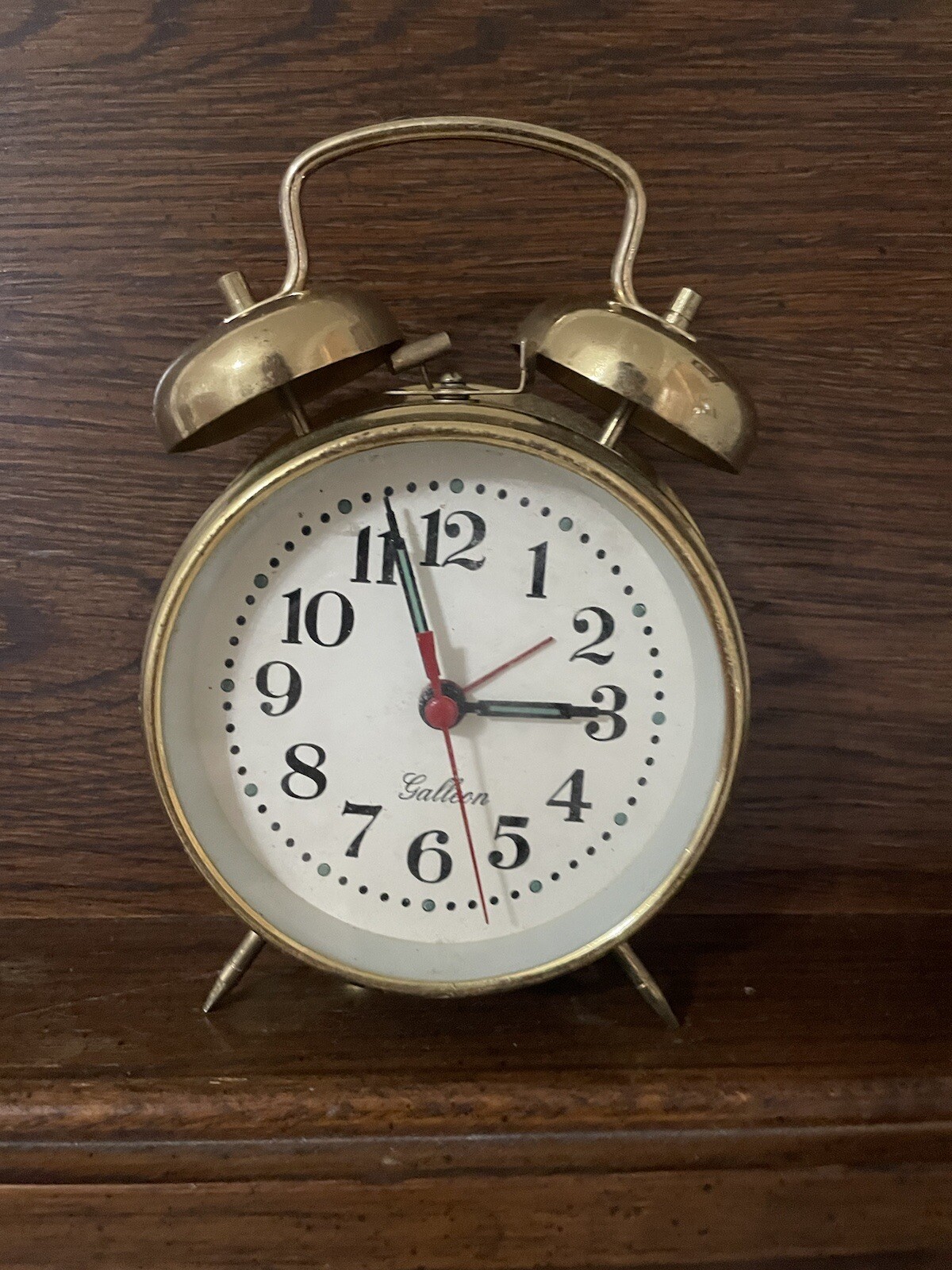 Vintage Galleon Twin Bell Peg Leg Gold Colored Windup Alarm Clock ⏰ eBay